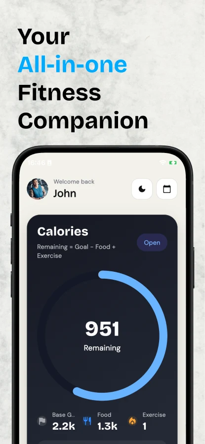 Your all-in-one fitness companion, shown with the Trainerrr calorie dashboard